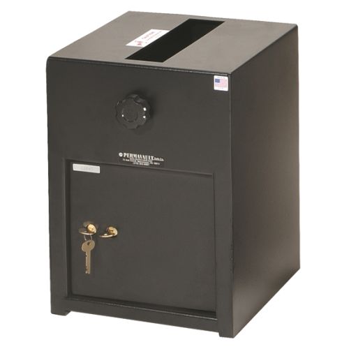 Perma-Vault Medium Cash Safe with Dual Custody Lock, 12Wx17Hx12D, Black